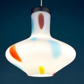 Mid-century multicolor opaline murano glass pendant lamp by Stilnovo Italy 1950s