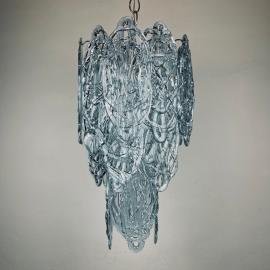 Large Spun Sugar murano glass chandelier by AV Mazzega Italy 1970s Mid-century italian lighting Ice murano glass