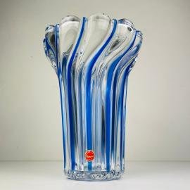 Blue murano glass vase Italy 1970s vintage art murano glass mid-century decor