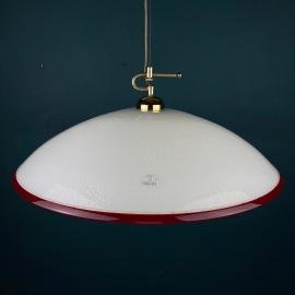 Vintage Murano glass pendant lamp Vetri Murano 025 Italy 1970s White Red Mid-century Lighting Vintage chandelier
