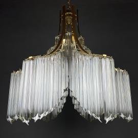 Vintage cascade Murano glass Crystal Prism Chandelier from Venini Italy 1970s