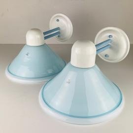 Blue murano wall lamps Vetri Murano 004 Italy 1980s Set of 2 MCM murano sconce
