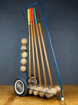 Croquet set with cart France 1970s Vintage garden games Party games Vintage decor