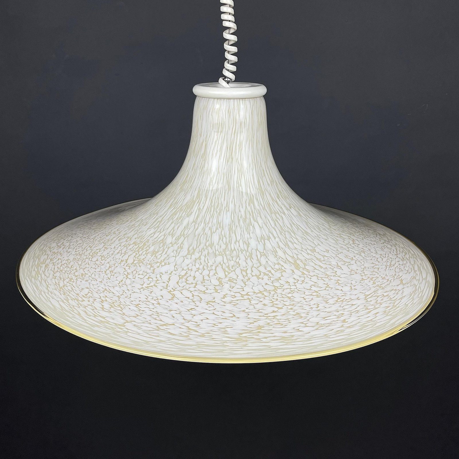 Mid-century beige murano glass pendant lamp Italy 1970s Handblown murano chandelier