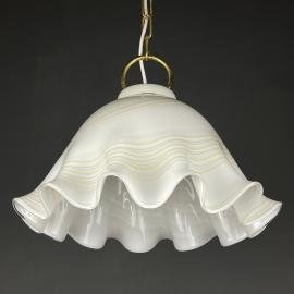 Vintage murano glass pendant lamp Fazzoletto Italy 1970s Mid-century lighting Retro home decor beige lamp