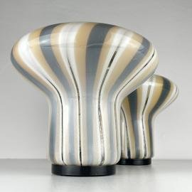 Murano table lamp Mushroom Italy 1980s Set of 2 Mid-century italian modern lighting
