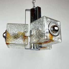 Sculpture Cube Design murano chandelier by Toni Zuccheri for VeArt Italy 1970s Space age Sputnik atomic design