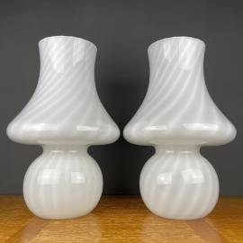 Large classic murano table lamps Mushroom Italy 1970s Set of 2 Italian Modern Lamps Retro home decor