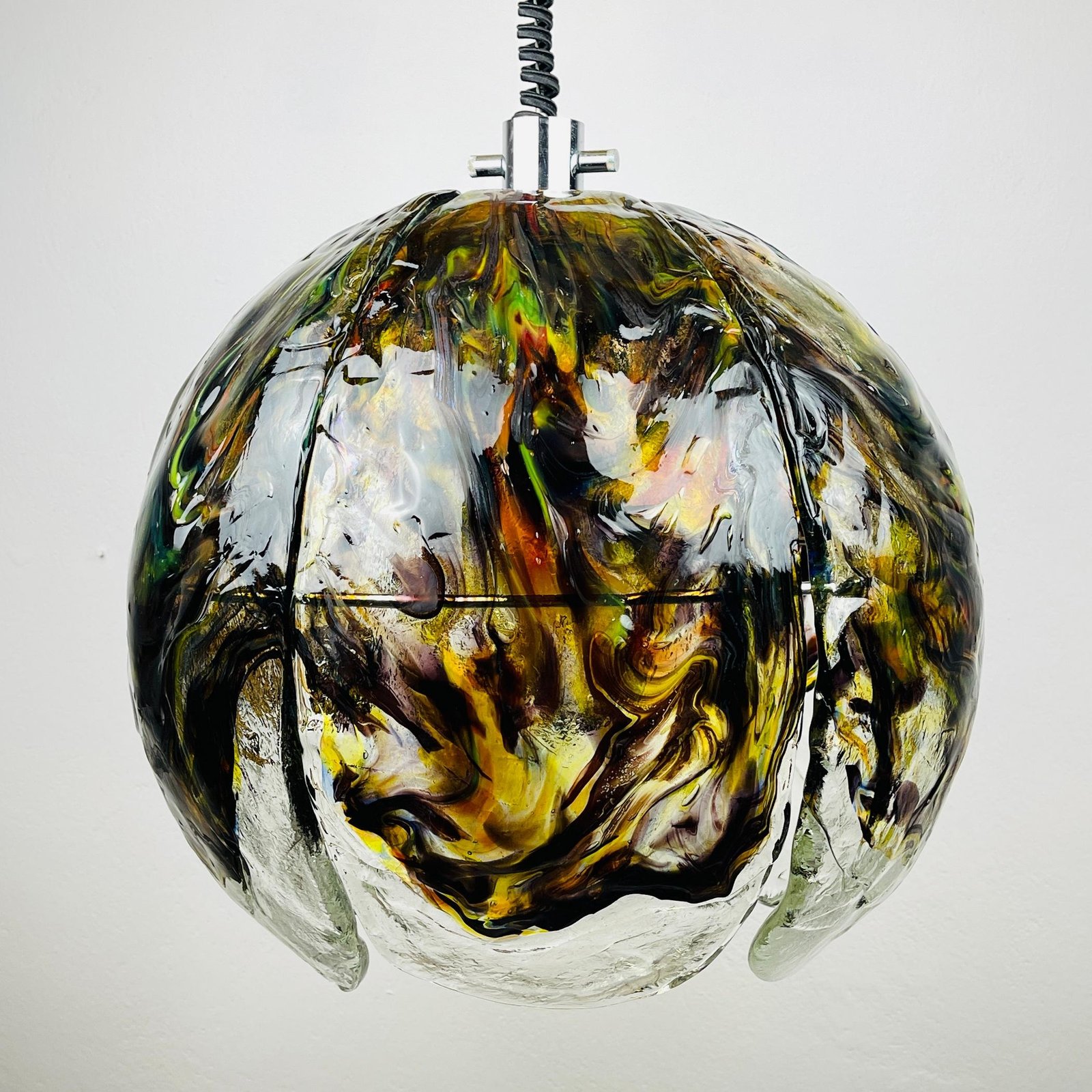 Murano glass pendant lamp by Mazzega Italy 1970s Mid-century modern italian lighting