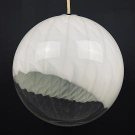 White murano ball pendant lamp Italy 1960s Vintage globe spherical chandelier