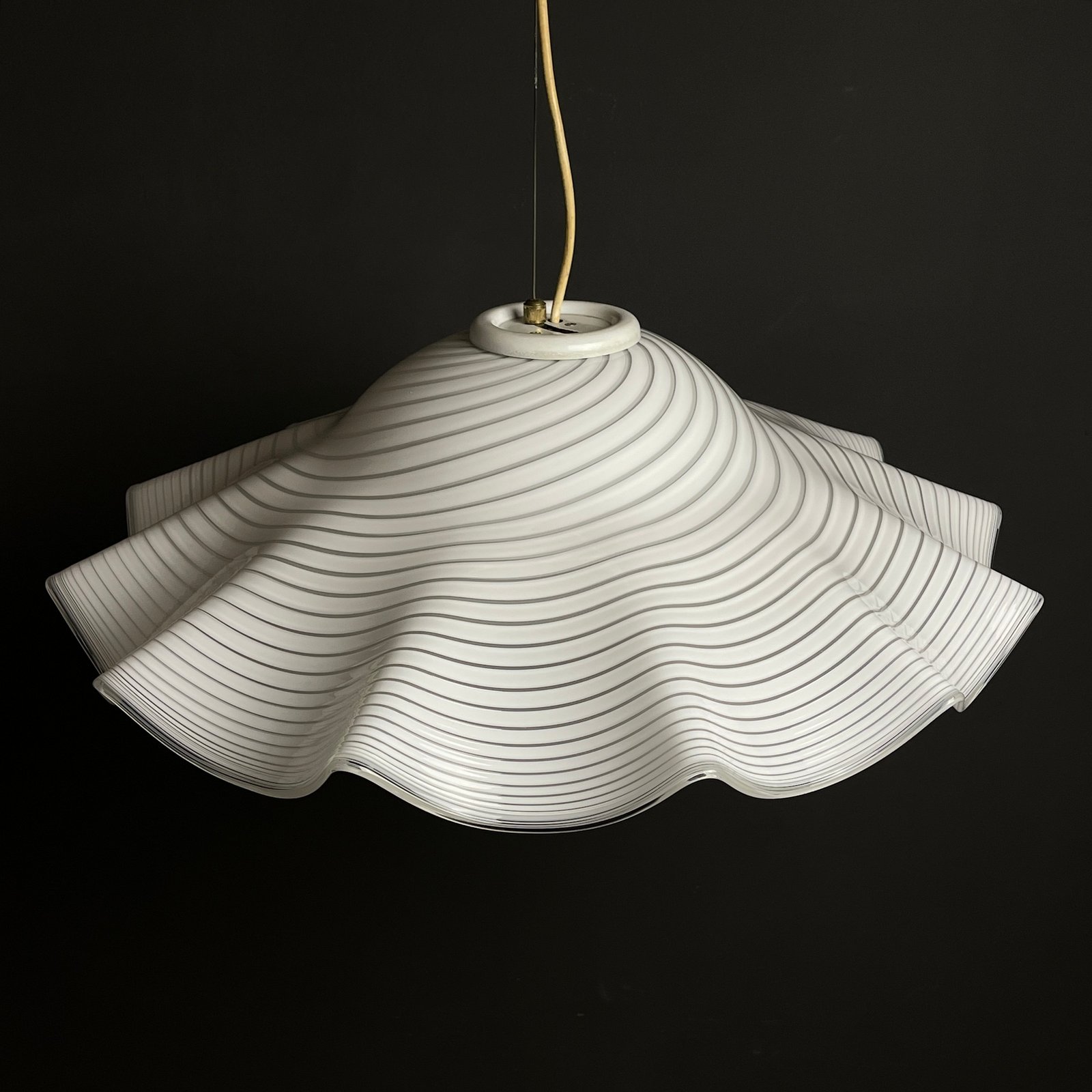 Large murano glass pendant lamp Italy 1970s Mid-century italian modern lighting