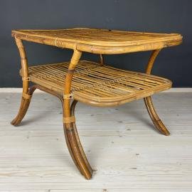 Vintage bamboo coffee table Italy 70s mid-century rattan table Bamboo side table Retro home decor