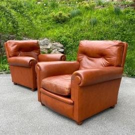 Poltrona Frau leather armchairs Edoardo Italy 1970s Set of 2