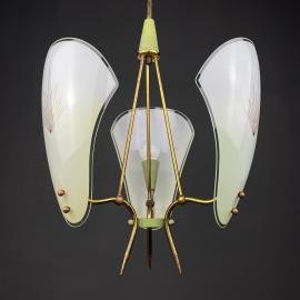 Vintage brass chandelier Italy 1950s Mid-century Art Deco