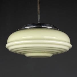 Vintage green glass pendant lamp Italy 1950s Kitchen decor Farmhouse Shabby chic