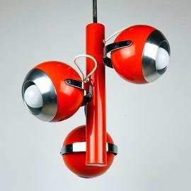 Mid-century eyeball orange pendant lamp Italy 1970s space age italian modern atomic vintage italian light