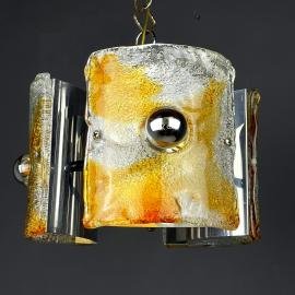 Mid-century ice Murano glass chandelier by AV Mazzega Italy 1970s Space age Sputnik atomic design