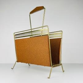 Vintage brass magazine rack Italy 60s Mid-century Magazine Holder Retro Home Decor
