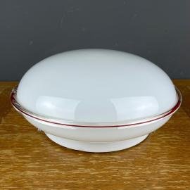 Vintage murano glass ceiling or wall lamp Italy 1990s White and Red Ronda UFO Space age Retro italian design lighting