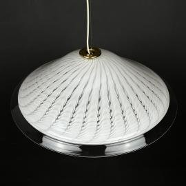 Vintage swirl Murano glass pendant lamp Italy 1970s White Mid-century Lighting Vintage chandelier