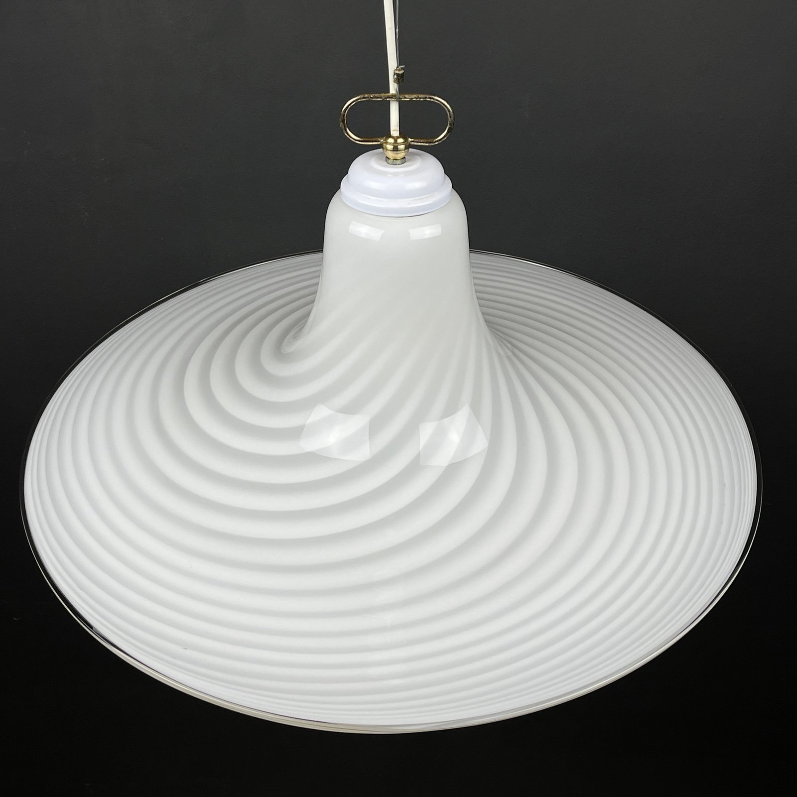 Classic swirl Murano glass pendant lamp Vetri Murano Italy 70s