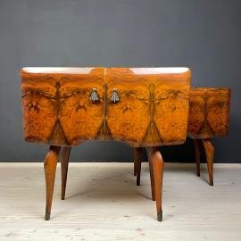 Pair of nightstands Italy 70s Mid-century polished bedside table vintage console table 70’s polished furniture
