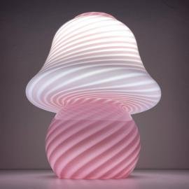 Classic pink swirl murano table lamp Mushroom Italy 1970s Italian Modern Retro home decor