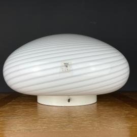 Classic swirl white murano glass ceiling or wall lamp Vetry Murano 022 by Venini Italy 1970s Retro home decor