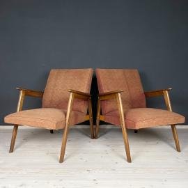 Pair of Red-Brown Mid-Century Armchairs Yugoslavia 1960s