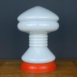 Vintage white opaline glass table lamp Italy 1970s table lamp space age mid-century modern Italian lighting