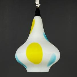 Mid-century multicolor opaline murano glass pendant lamp by Stilnovo Italy 1950s