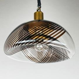 Vintage swirled murano glass pendant lamp in the style of Lino Tagliapietra Italy 1980s