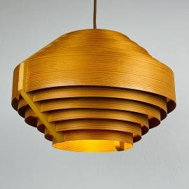 Hans-Agne Jakobsson Wooden Pendant Lamp for AB Ellysett Sweden 1960s