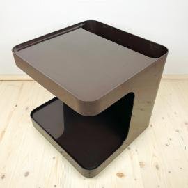 Mid-century table Game by Marcello Siard for Longato 1960s Italy magazine rack with wheels Brown bar trolley