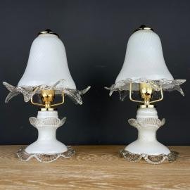 Pair of vintage murano night table lamp Italy 1980s