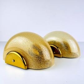 Pair of Vintage Gold Murano Sconces, F.Fabbian Italy, 1970s MCM Wall Lamps