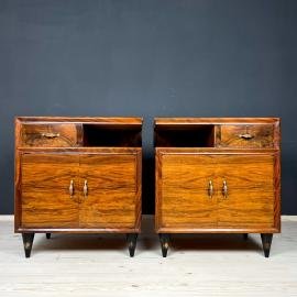 Pair of Vintage Wood Nightstands, 1950s Italian Bedside Tables, Retro Bedroom Furniture