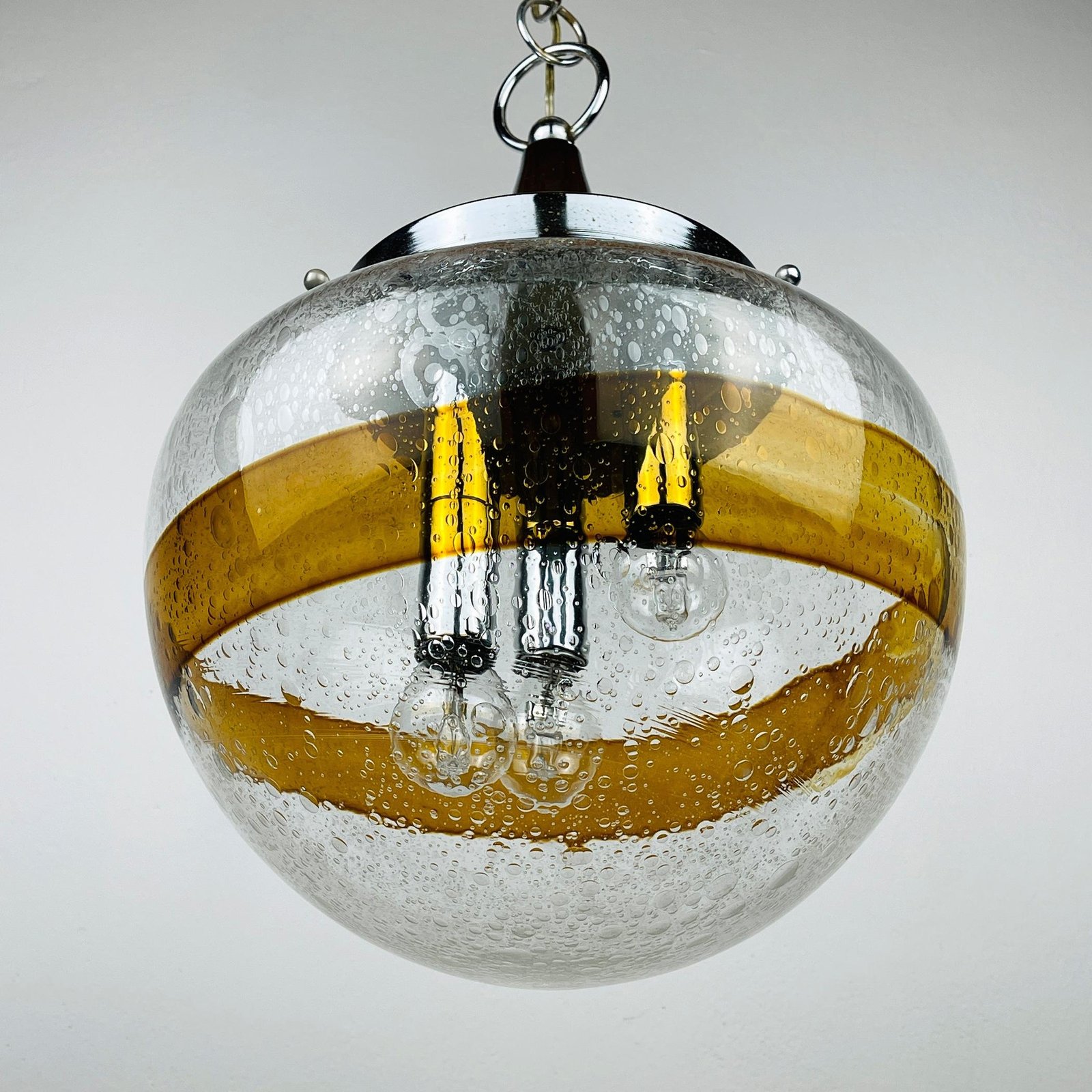Murano glass pendant lamp Italy 1970s Space age Mid-century modern italian lighting