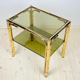 Vintage coffee table Italy 1970s Smoked Glass & Brass Table