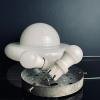 Mid-century white murano glass ceiling lamp Italy 1970s