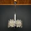Mid-century ice Murano glass chandelier Italy 1970s Space age Sputnik atomic design
