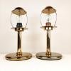 Pair of retro gold metal table lamp Sijaj Hrastnik Yugoslavia 1970s