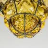 Venetian Yellow Murano Caged Glass Pendant Lamp, Italy 1940s