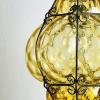 Venetian Yellow Murano Caged Glass Pendant Lamp, Italy 1940s