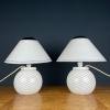 White murano table lamps Mushroom, Italy 1970s. Set of 2