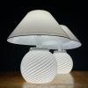 White murano table lamps Mushroom, Italy 1970s. Set of 2