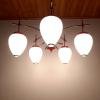 Mid-century red pendant lamp from Stilnovo Italy 1960s Art Deco
