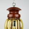 Venetian Yellow Murano Glass Caged Pendant Lamp, Italy 1940s