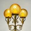 Antique 3 arm table lamp Hunting by C. Florentine, Italy 1950s