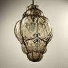 Venetian Murano Caged Glass Pendant Lamp, Italy 1940s